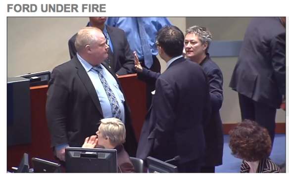 Rob Ford and Denzil Minnan-Wong being separated in council