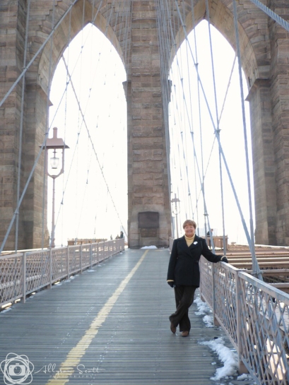Mom on the Brooklyn Bridge
